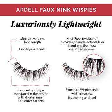 Ardell Faux Mink False Eyelashes, Wispy Natural Lashes, Reusable, Soft & Lightweight for Everyday Glam, Multipack - 2 Pack x 4 Pairs