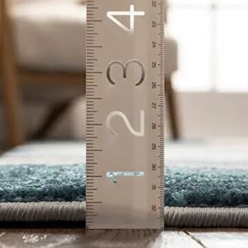 Well Woven Uptown Squares Blue & Grey Modern Area Rug (6'7" x 9'3") Geometric Casual Hand Carved Easy to Clean Stain Fade Resistant Abstract Boxes Contemporary Thick Soft Plush Living Dining Room Rug