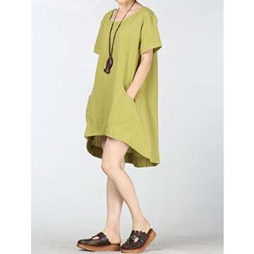 Mordenmiss Plus Size Women's Cotton Linen Tunic Tops