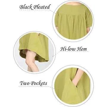 Mordenmiss Plus Size Women's Cotton Linen Tunic Tops