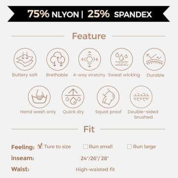 Aoxjox High Waisted Workout Breeze Leggings for Women Tummy Control Buttery Soft Yoga Pants 28" (Black, Medium)