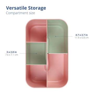 BLUE GINKGO Stackable Organizer Caddy – Korean-Made Portable Tote for Bathroom, Office, Crafts, or School Supplies (Rectangle, Pink)