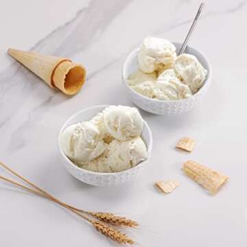 Buyajuju White Porcelain Small Bowls, 4.3 inch Honeycomb Grids Bowls for Ice Cream Yogurt Dessert Fruits 8 Ounce Bowl Set for Food Prep Rice Small Sid