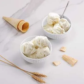 Buyajuju White Porcelain Small Bowls, 4.3 inch Honeycomb Grids Bowls for Ice Cream Yogurt Dessert Fruits 8 Ounce Bowl Set for Food Prep Rice Small Sid