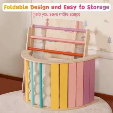 Yopnoyik Pikler Triangle Set with Cushion Large, 5 in 1 Toddler Climbing Toys Indoor, Montessori Foldable Climbing Set for Kids, Wooden Playground Jungle Gym with Ramp, Arch and Ladder (Color-B)