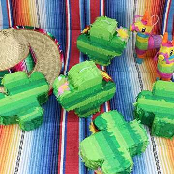 GIFTEXPRESS 6-pack Mini Cactus Pinatas for Kids Birthday Party, Gender Reveal Party, Traditional Mex...
