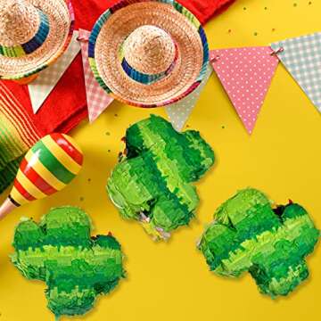 GIFTEXPRESS 6-pack Mini Cactus Pinatas for Kids Birthday Party, Gender Reveal Party, Traditional Mexican Fiesta, and Party Decorations