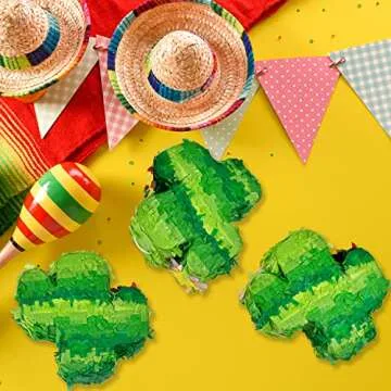 GIFTEXPRESS 6-pack Mini Cactus Pinatas for Kids Birthday Party, Gender Reveal Party, Traditional Mexican Fiesta, and Party Decorations