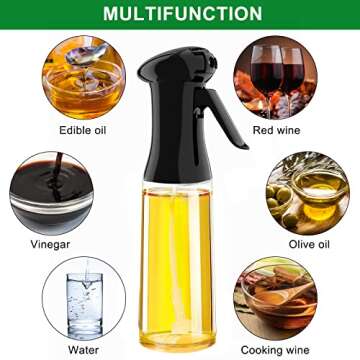 Oil Sprayer for Cooking, 210ml Olive Oil Sprayer Mister Spray Bottle - New Upgraded Dustproof Switch Design Glass Oil Spritzer Dispenser Kitchen Gadgets for Air Fryer,Salad,BBQ,Making,Baking,Frying