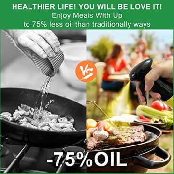 Oil Sprayer for Cooking, 210ml Olive Oil Sprayer Mister Spray Bottle - New Upgraded Dustproof Switch Design Glass Oil Spritzer Dispenser Kitchen Gadgets for Air Fryer,Salad,BBQ,Making,Baking,Frying