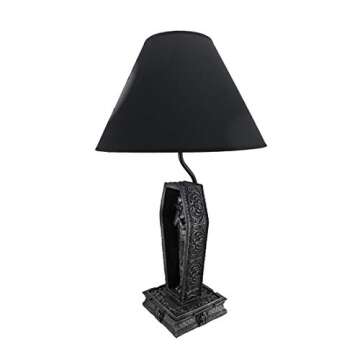 Zeckos 22-Inch Dark Dawning Vampire in Coffin Black Table Lamp - A Gothic Masterpiece with Eerie Cha...