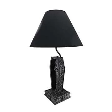 Zeckos 22-Inch Dark Dawning Vampire in Coffin Black Table Lamp - A Gothic Masterpiece with Eerie Cha...