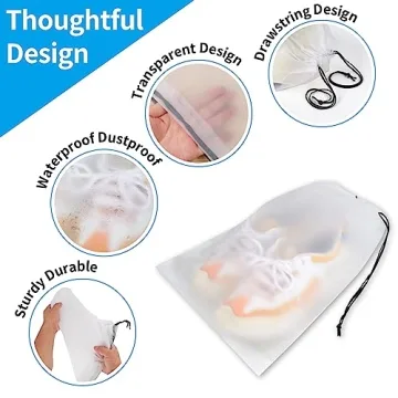 Clear Shoe Bags for Travel - 5 Pack - Waterproof and Durable