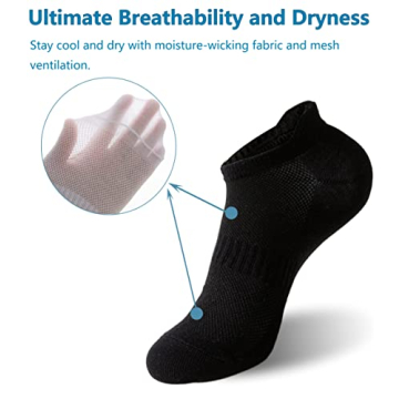 Irisbear 6 Pairs Black Low Cut Ankle Socks for Women