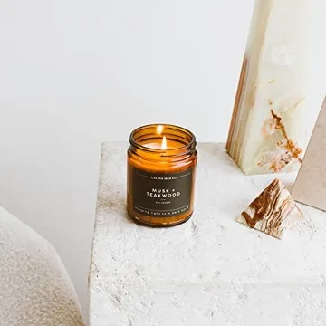 Calyan Wax Candle: Musk & Teakwood | Premium Essential Oils | Gift Charm