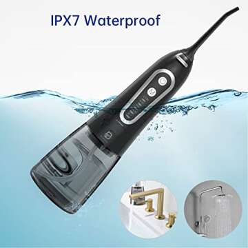 ByDiffer Water Flosser, Cordless Water Flossers for Teeth Cleaning Picks, 300ML 5 DIY Modes 5 Water Jet Tips Rechargeable IPX7 Waterproof Dental Portable Oral Irrigator, Black