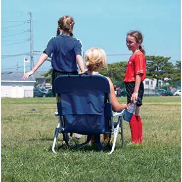 Tommy Bahama Big Boy 4-Position Folding 13" High Seat Backpack Beach or Camping Chair, Aluminum, Nav...