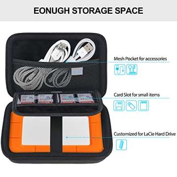 Lacdo Hard Drive Carrying Case for LaCie Rugged Mini/Rugged Thunderbolt USB 3.0 2.0 USB-C External H...