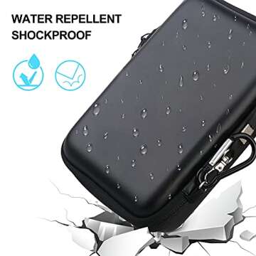 Lacdo Hard Drive Carrying Case for LaCie Rugged Mini/Rugged Thunderbolt USB 3.0 2.0 USB-C External Hard Drive Portable HDD 1TB 2TB 4TB 5TB EVA Shockproof Protective Storage Holder Travel Bag, Black