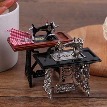 Welecom 1:12 Vintage Sewing Machine for Dollhouses