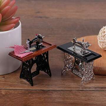 Welecom 1:12 Vintage Sewing Machine for Dollhouses