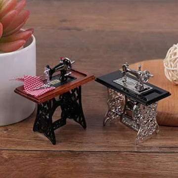 Welecom 1:12 Vintage Sewing Machine for Dollhouses
