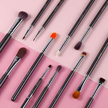 Docolor Eye Makeup Brushes 12Pcs Eyeshadow Brush Set with Soft Synthetic Hairs Professional Eye Shad...