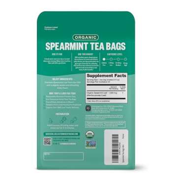 FGO Organic Spearmint Leaf Tea, 20 Eco-Conscious Tea Bags, Caffeine Free, Packaging May Vary (Pack o...