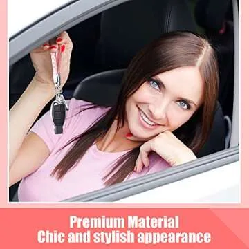 Stylish Leather Car Keychain Set with Rhinestone