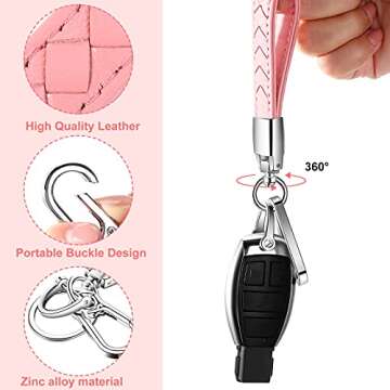 Stylish Leather Car Keychain Set with Rhinestone