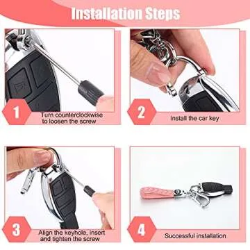 Stylish Leather Car Keychain Set with Rhinestone