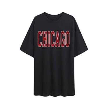 Remidoo Women's Casual Short Sleeve Graphic Tee Oversized T Shirt Crewneck Loose Top Blouse Black X-Large