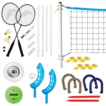 Franklin Sports Fun 5 Combo Outdoor Game Set - Backyard, Beach + Camping Games for Kids - Badminton,...