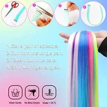 12PCS Colored Red and Blue Hair Extensions 22 Inch Colorful Clip in Hair Extensions Straight Synthetic Hairpiece for Women Kids Girls Halloween Christmas Cosplay, (Red+Blue)