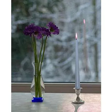Hyoola Tall Taper Candles - 10 Inch Grey Blue Unscented Dripless Taper Candles - 8 Hour Burn Time - 12 Pack