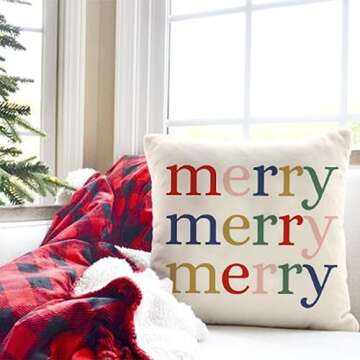 HERHOME Merry Christmas Pillow Covers 18x18 Inch Set of 4 Nutcracker Christmas Decor Ballet Xmas Tree Winter Holiday Decorative Throw Pillows Cases Party Decorations for Living Room Couch Patio Decor