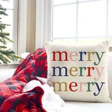 HERHOME Merry Christmas Pillow Covers 18x18 Inch Set of 4 Nutcracker Christmas Decor Ballet Xmas Tree Winter Holiday Decorative Throw Pillows Cases Party Decorations for Living Room Couch Patio Decor