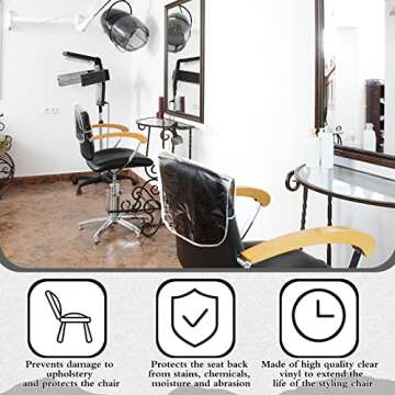 LEIFIDE Clear Chair Back Cover - 3 Pcs for Salon & Office
