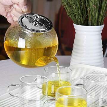 LUXU Glass Teapot - 1100ml Stovetop Safe Tea Kettle