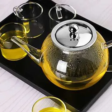 LUXU Glass Teapot - 1100ml Stovetop Safe Tea Kettle