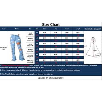 CuteCherry Flare Bell Bottom Jeans for Women