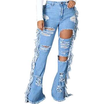 CuteCherry Flare Bell Bottom Jeans for Women