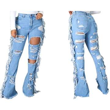 CuteCherry Flare Bell Bottom Jeans for Women