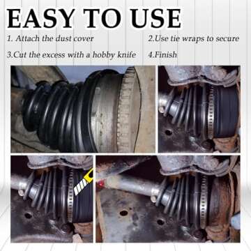 2PCS CV Boot with 4 Stainless Steel Clamps & 6 Cable Ties,Waterproof & Dustproof CV Axle Boot Repair Kit for Protect Axle,Universal CV Joint Boot Fits Shaft Size 19mm-24mm