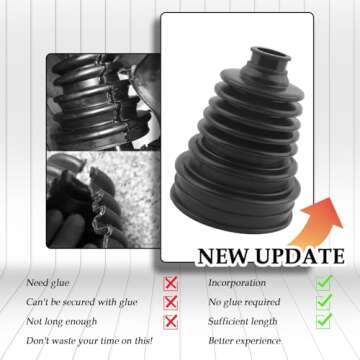 2PCS CV Boot with 4 Stainless Steel Clamps & 6 Cable Ties,Waterproof & Dustproof CV Axle Boot Repair Kit for Protect Axle,Universal CV Joint Boot Fits Shaft Size 19mm-24mm