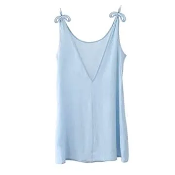 Stylish Amazhiyu Women's Linen Beach Coverup Dress - Blue