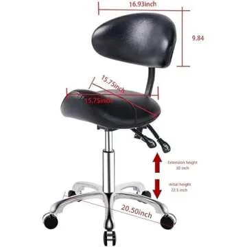 MWOSEN Saddle Stool Chair with Back Rolling Esthetician Seat for Salon Tattoo Shop Spa Facial lash H...