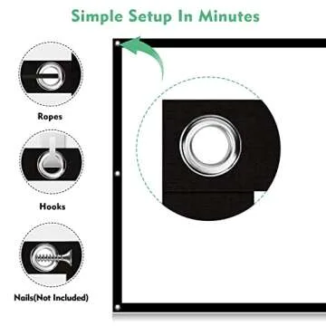 Taotique 84 Inch 4K Projector Screen, 16:9 HD Foldable Portable Double Sided Anti-Crease Projection Screen for Indoor Outdoor Use, Home Theater, Party, Office, Classroom