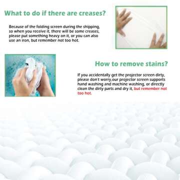 Taotique 84 Inch 4K Projector Screen, 16:9 HD Foldable Portable Double Sided Anti-Crease Projection Screen for Indoor Outdoor Use, Home Theater, Party, Office, Classroom