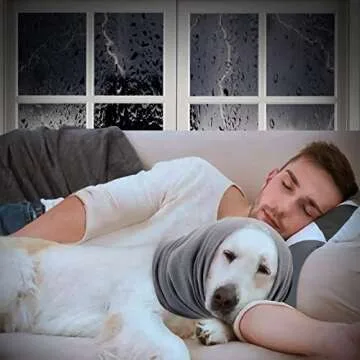 Dog Hat Hoodie, Winter Warm Dog Hat, No Flap Ear Wrap, for Anxiety Relief, Soothing, Grooming, Neck Warming Ear Muffs for Dogs (Grey, Small-9.5-14.1 inches)